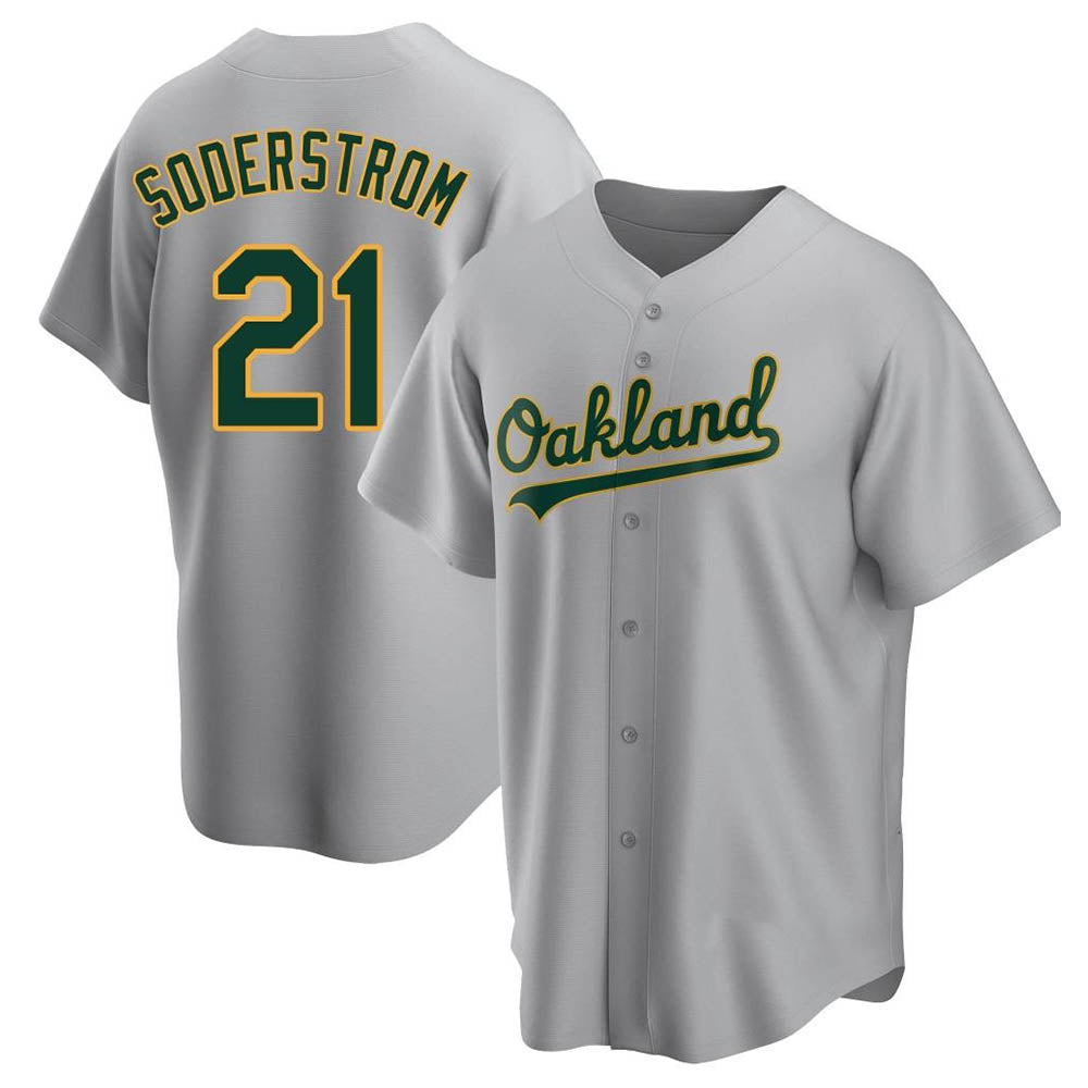 Punc Athletics #21 Tyler Soderstrom Player Gray Replica Road Stitched Jersey