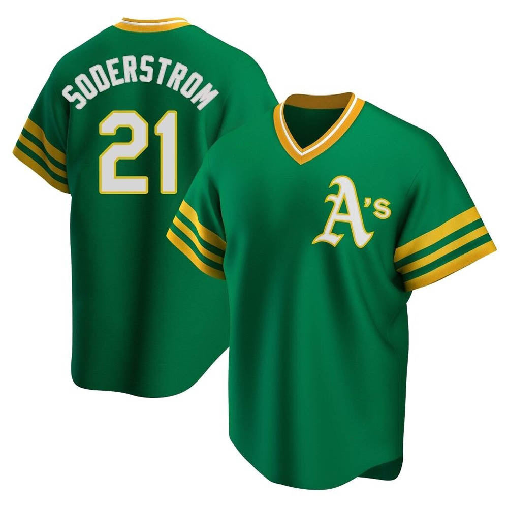 Punc Athletics #21 Tyler Soderstrom Player Green Replica Cooperstown Collection Stitched Jersey