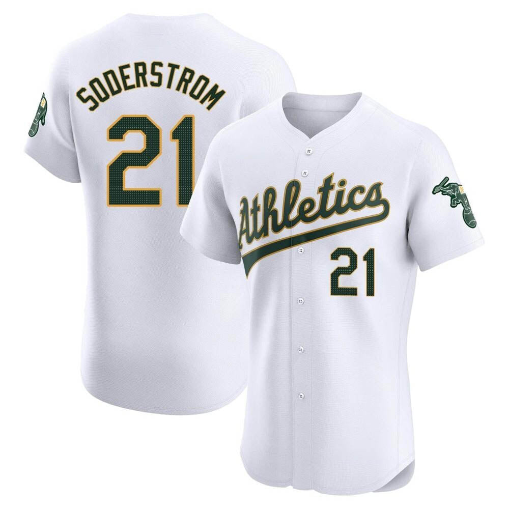Punc Athletics #21 Tyler Soderstrom Player White Elite Home Stitched Jersey