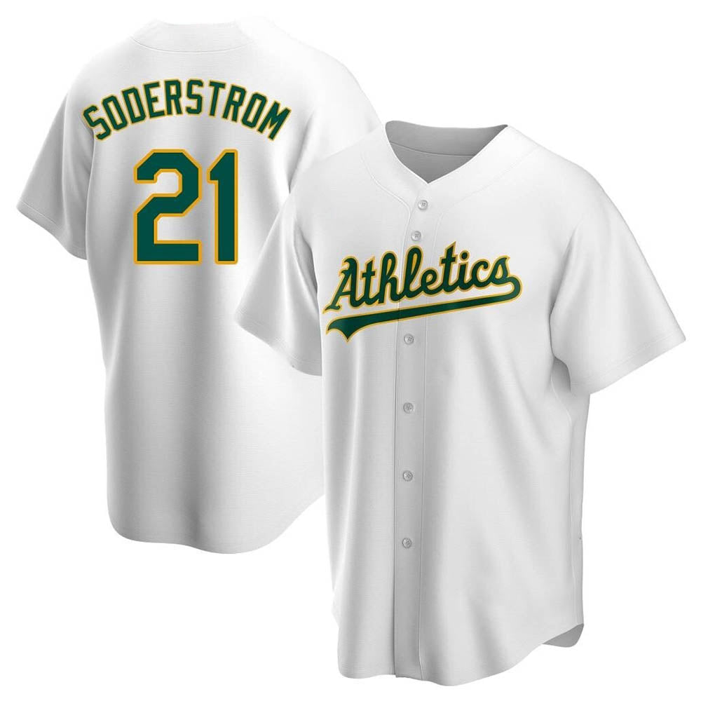Punc Athletics #21 Tyler Soderstrom Player White Replica Home Stitched Jersey