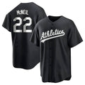 Punc Athletics #22 Jeff McNeil player Black&White Replica Stitched Jersey
