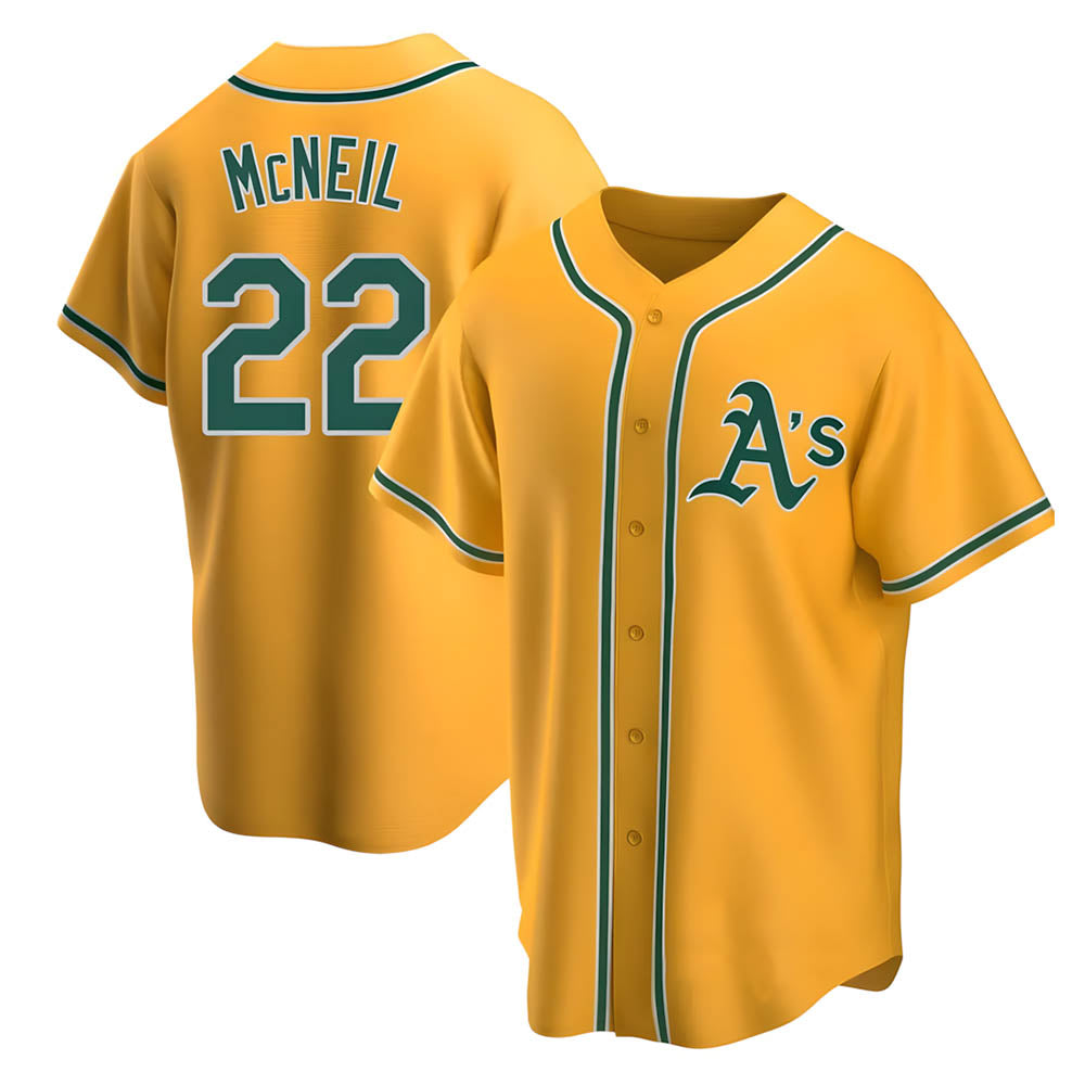 Punc Athletics #22 Jeff McNeil player Gold Replica Alternate Stitched Jersey