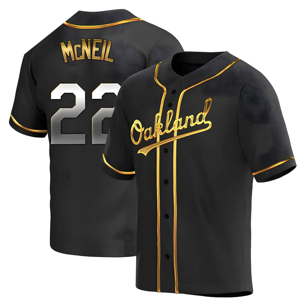 Punc Athletics #22 Jeff McNeil player Gold Replica Black en Alternate Stitched Jersey