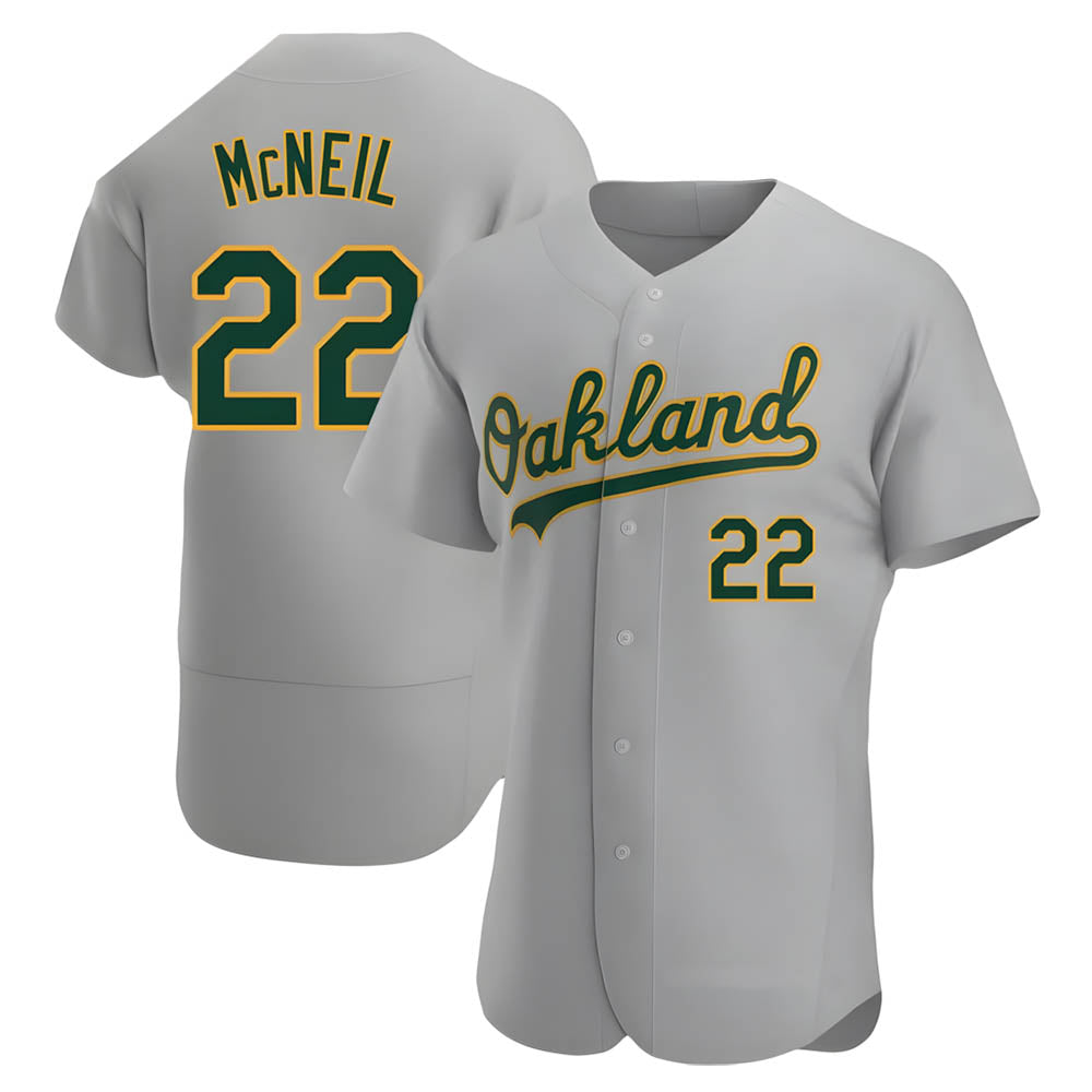 Punc Athletics #22 Jeff McNeil player Gray Authentic Road Stitched Jersey