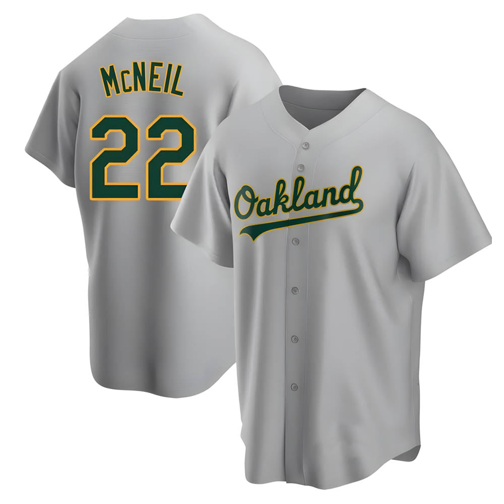Punc Athletics #22 Jeff McNeil player Gray Replica Road Stitched Jersey