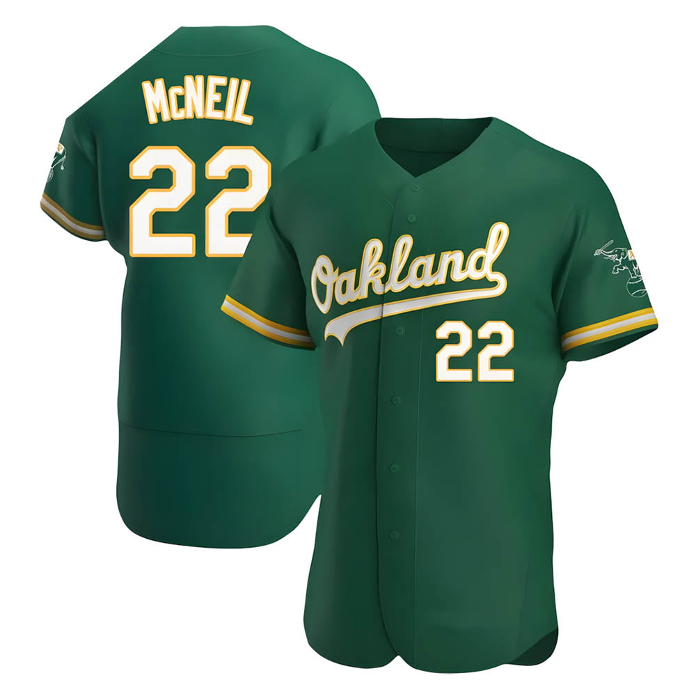 Punc Athletics #22 Jeff McNeil player Green Authentic Kelly Alternate Stitched Jersey