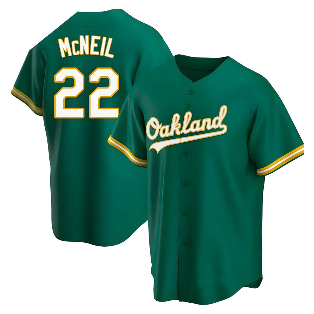 Punc Athletics #22 Jeff McNeil player Green Replica Kelly Alternate Stitched Jersey