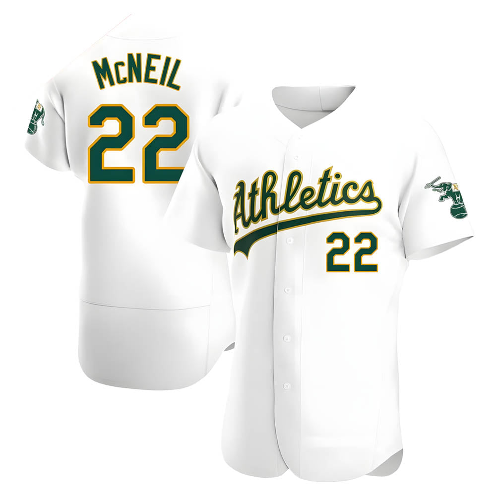 Punc Athletics #22 Jeff McNeil player White Authentic Home Stitched Jersey