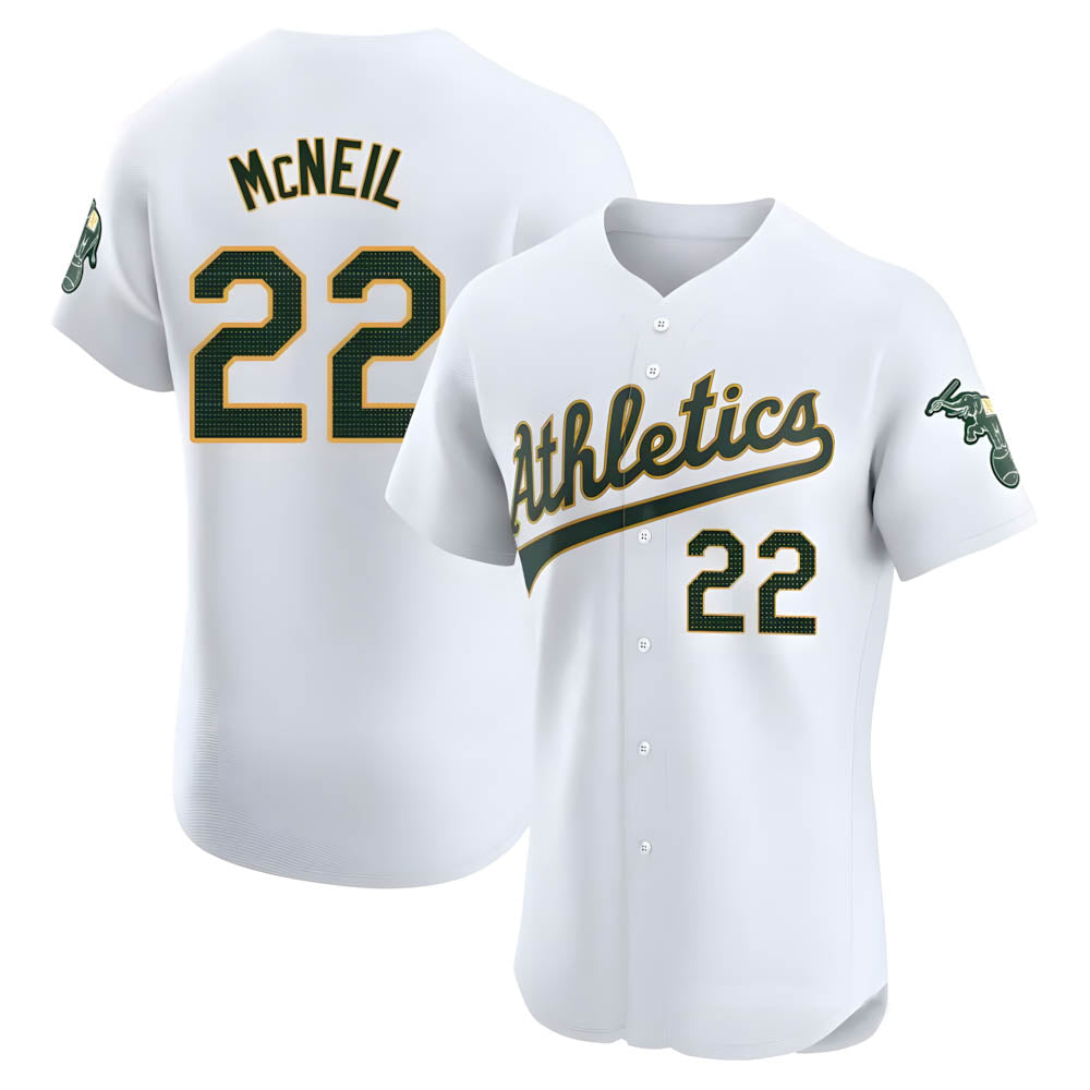 Punc Athletics #22 Jeff McNeil player White Elite Home Stitched Jersey