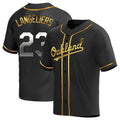Punc Athletics #23 Shea Langeliers Player Black Golden Replica Alternate Stitched Jerseys
