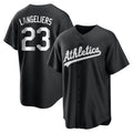 Punc Athletics #23 Shea Langeliers Player Black&White Replica Stitched Jerseys