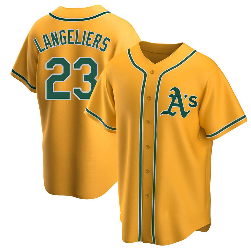 Punc Athletics #23 Shea Langeliers Player Gold Replica Alternate Stitched Jersey