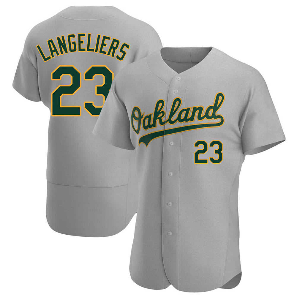 Punc Athletics #23 Shea Langeliers Player Gray Authentic Road Stitched Jersey
