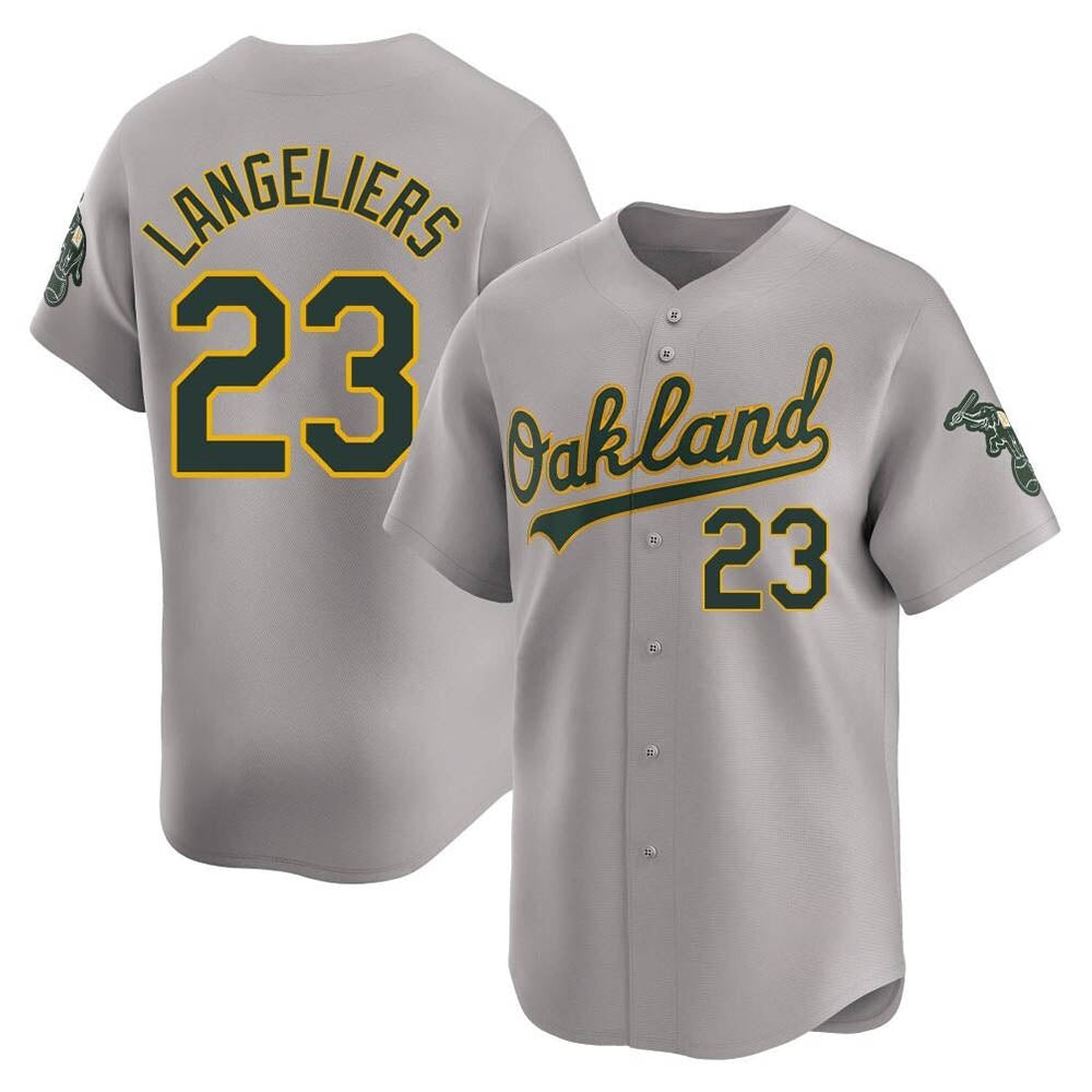 Punc Athletics #23 Shea Langeliers Player Gray Limited Away Stitched Jersey