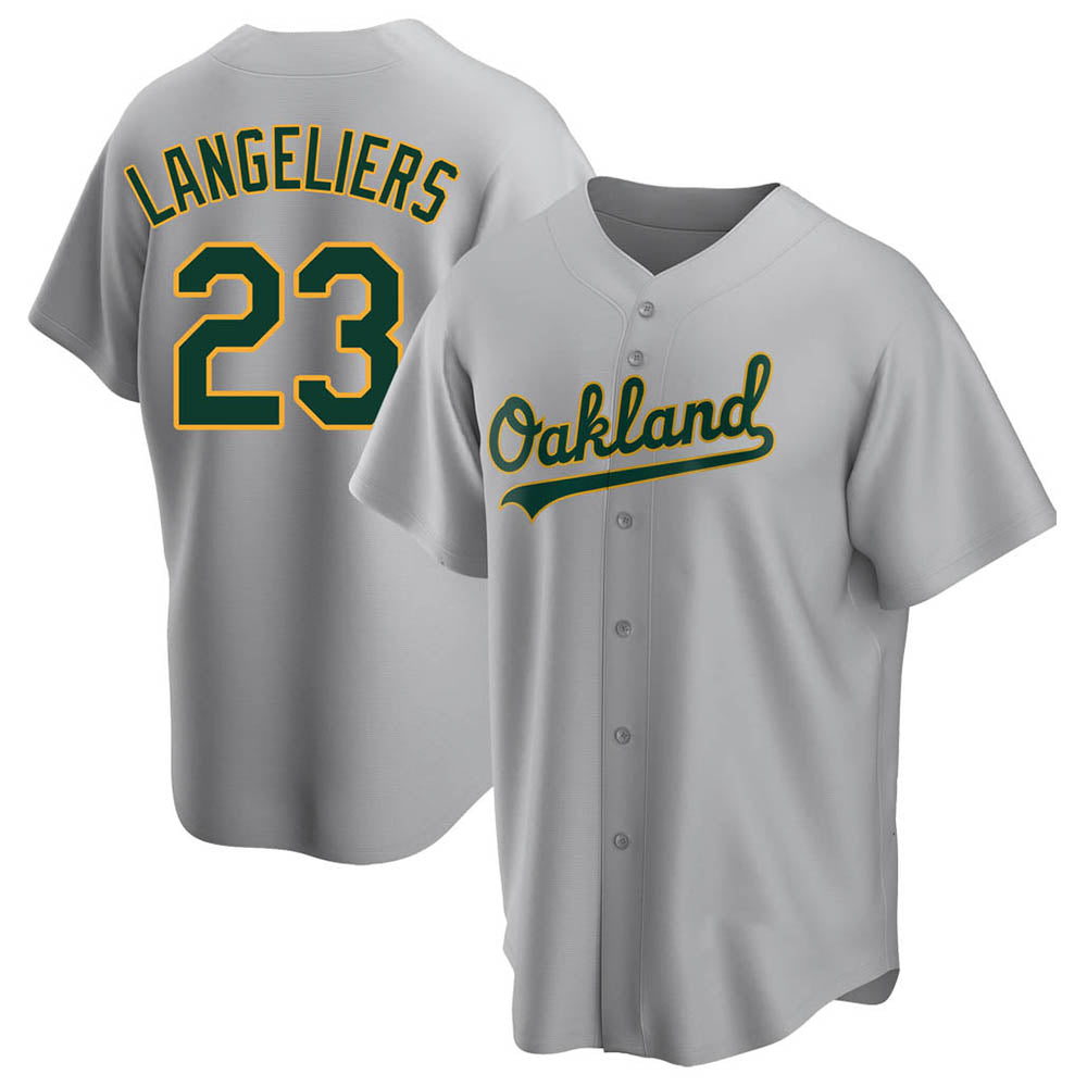 Punc Athletics #23 Shea Langeliers Player Gray Replica Road Stitched Jerseys