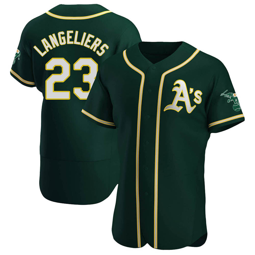 Punc Athletics #23 Shea Langeliers Player Green Authentic Alternate Stitched Jerseys