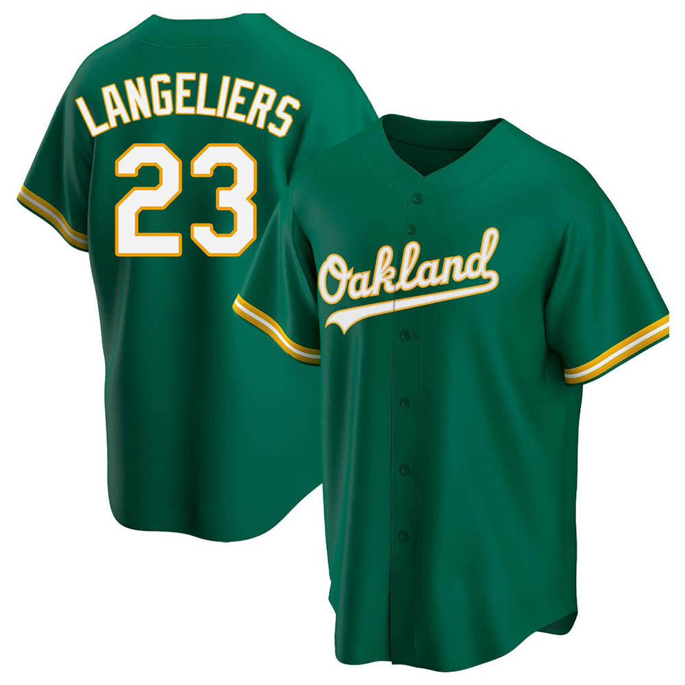 Punc Athletics #23 Shea Langeliers Player Green Replica Kelly Alternate Stitched Jerseys