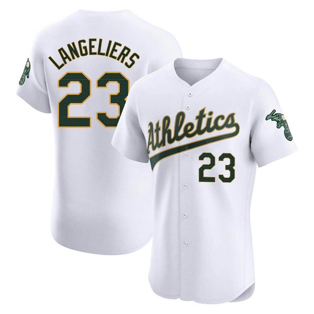 Punc Athletics #23 Shea Langeliers Player White Elite Home Stitched Jersey