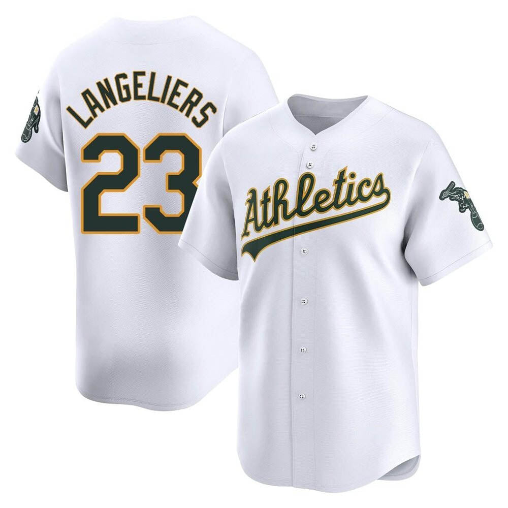 Punc Athletics #23 Shea Langeliers Player White Limited Home Stitched Jersey