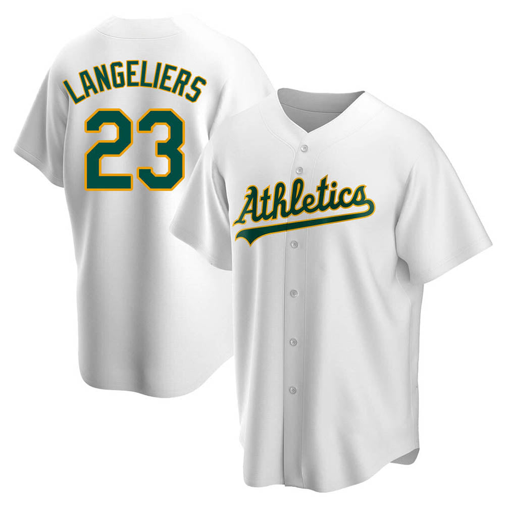 Punc Athletics #23 Shea Langeliers Player White Replica Home Stitched Jerseys