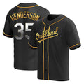 Punc Athletics #35 Rickey Henderson Player Black Golden Replica Alternate Stitched Jersey