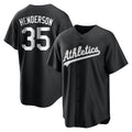 Punc Athletics #35 Rickey Henderson Player Black&White Replica Stitched Jersey