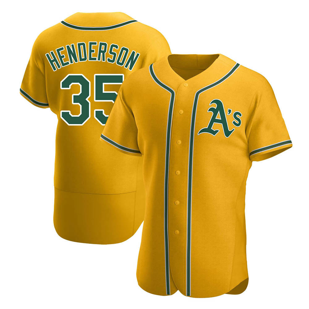 Punc Athletics #35 Rickey Henderson Player Gold Authentic Alternate Stitched Jersey