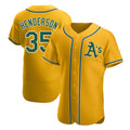 Punc Athletics #35 Rickey Henderson Player Gold Authentic Alternate Stitched Jersey