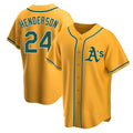 Punc Athletics #24 Rickey Henderson Player Gold Replica Alternate Stitched Jersey