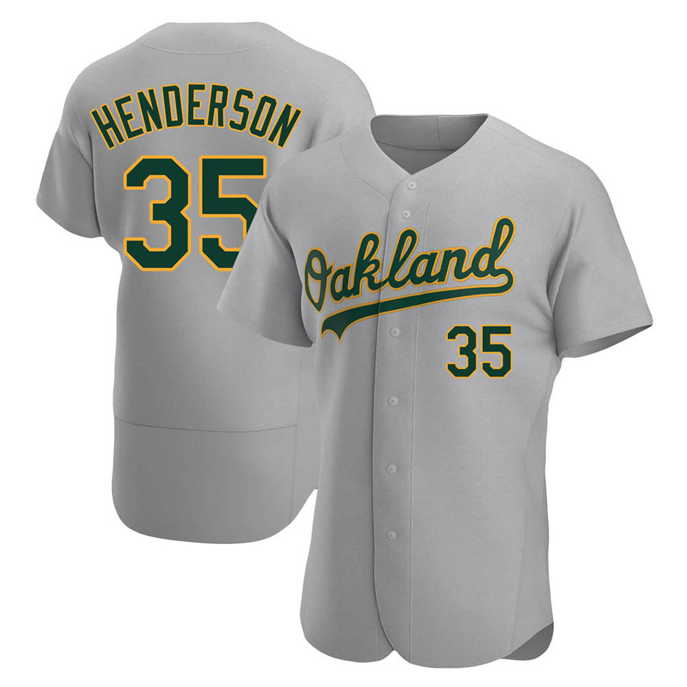 Punc Athletics #35 Rickey Henderson Player Gray Authentic Road Stitched Jersey