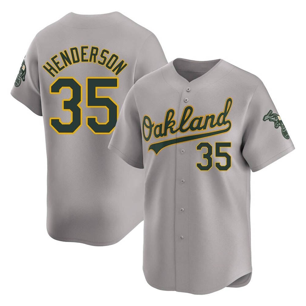 Punc Athletics #35 Rickey Henderson Player Gray Limited Away Stitched Jersey