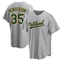 Punc Athletics #35 Rickey Henderson Player Gray Replica Road Stitched Jersey