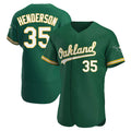 Punc Athletics #35 Rickey Henderson Player Green Authentic Kelly Alternate Stitched Jersey