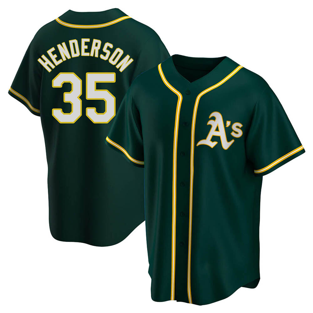 Punc Athletics #35 Rickey Henderson Player Green Replica Alternate Stitched Jersey