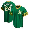 Punc Athletics #24 Rickey Henderson Player Green Replica Cooperstown Collection T shirt Stitched Jersey
