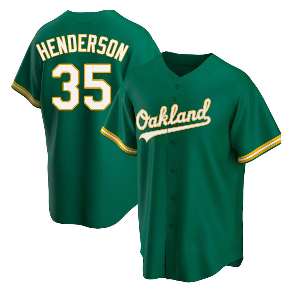 Punc Athletics #35 Rickey Henderson Player Green Replica Kelly Alternate Stitched Jersey
