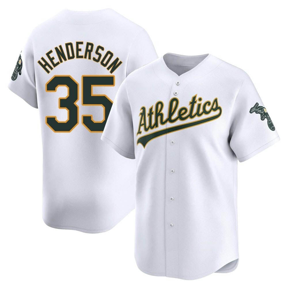 Punc Athletics #35 Rickey Henderson Player White Limited Home Stitched Jersey