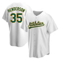 Punc Athletics #35 Rickey Henderson Player White Replica Home Stitched Jersey