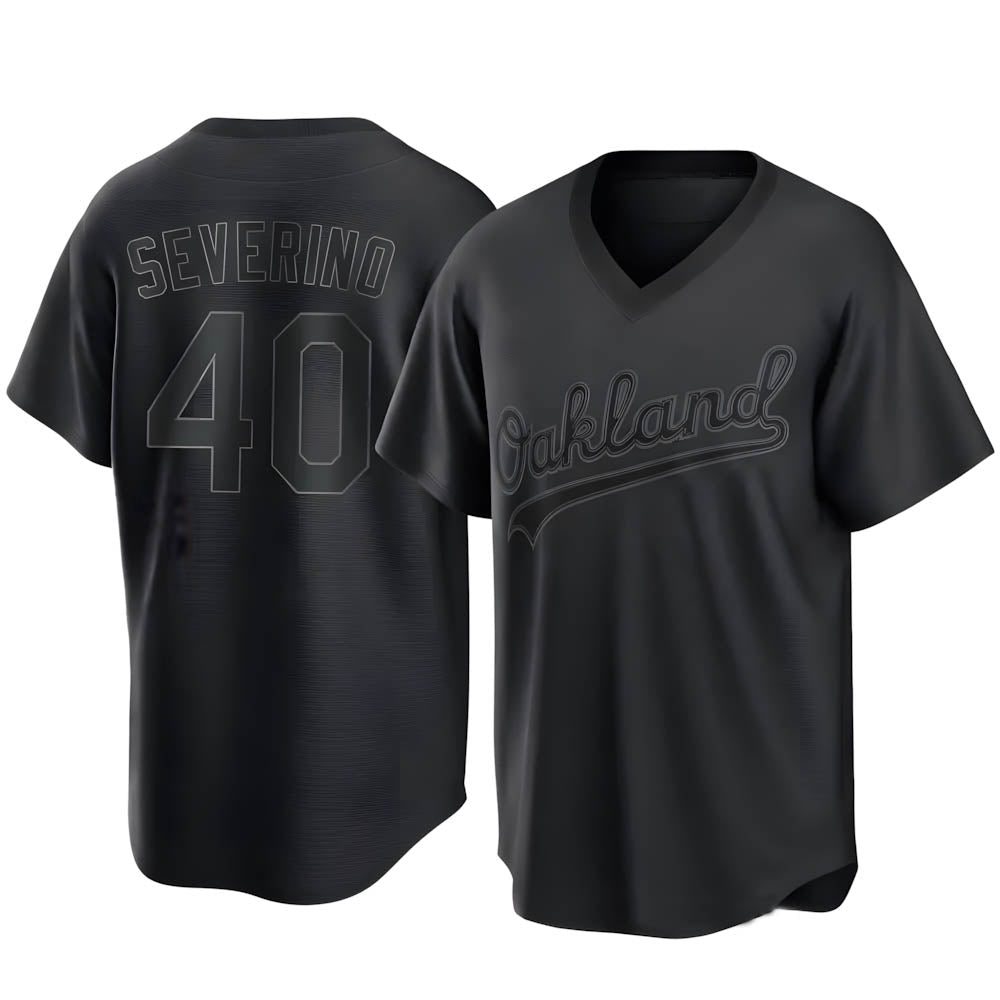Punc Athletics #40 Luis Severino player Black Replica Pitch Fashion Stitched Jersey