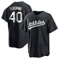 Punc Athletics #40 Luis Severino player Black&White Replica Stitched Jersey