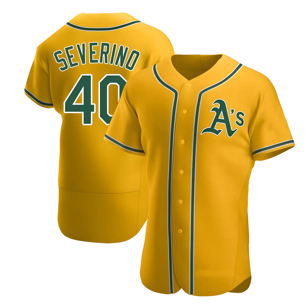 Punc Athletics #40 Luis Severino player Gold Authentic Alternate Stitched Jersey