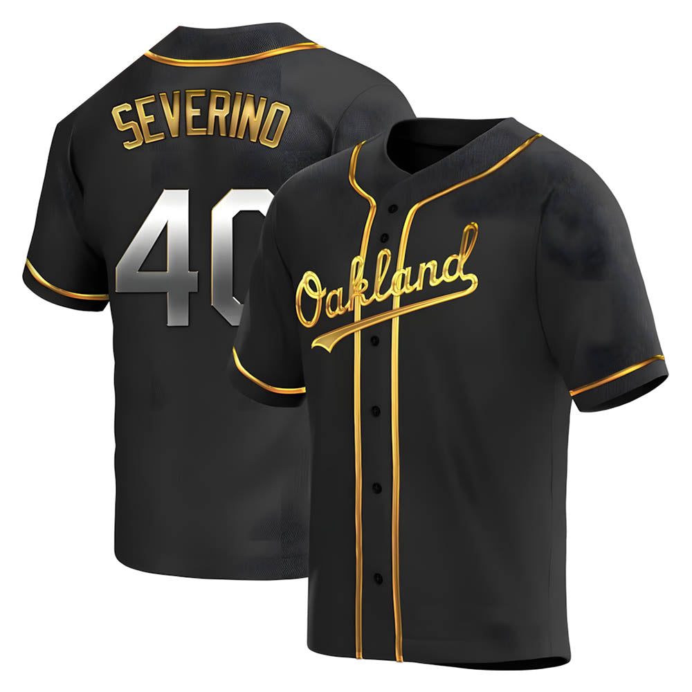 Punc Athletics #40 Luis Severino player Gold Replica Black en Alternate Stitched Jersey