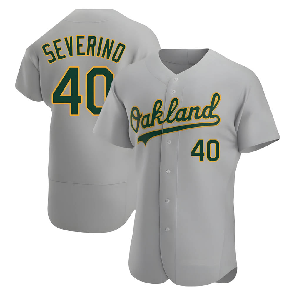 Punc Athletics #40 Luis Severino player Gray Authentic Road Stitched Jersey
