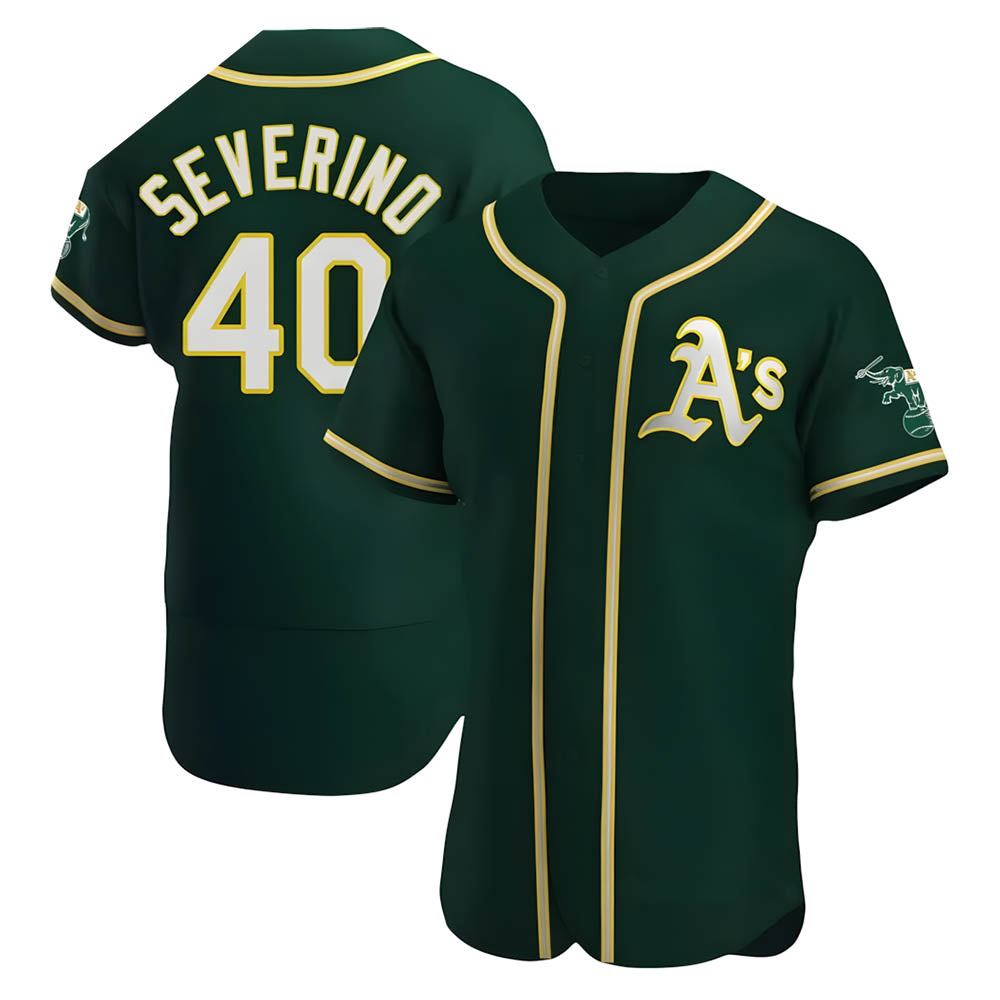 Punc Athletics #40 Luis Severino player Green Authentic Alternate Stitched Jersey