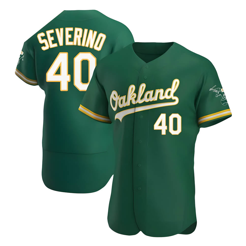 Punc Athletics #40 Luis Severino player Green Authentic Kelly Alternate Stitched Jersey