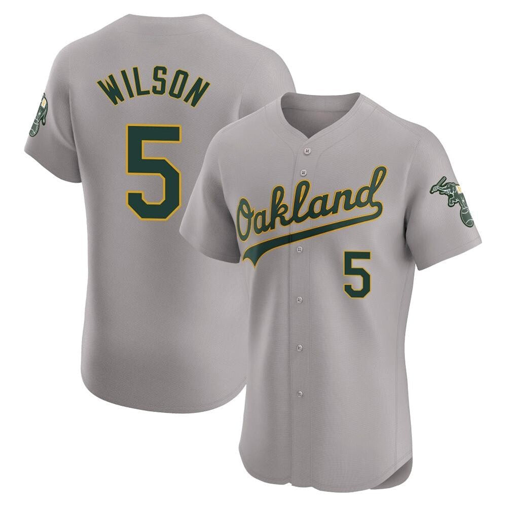 Punc Athletics #5 Jacob Wilson Gray Elite Road Stitched Jersey