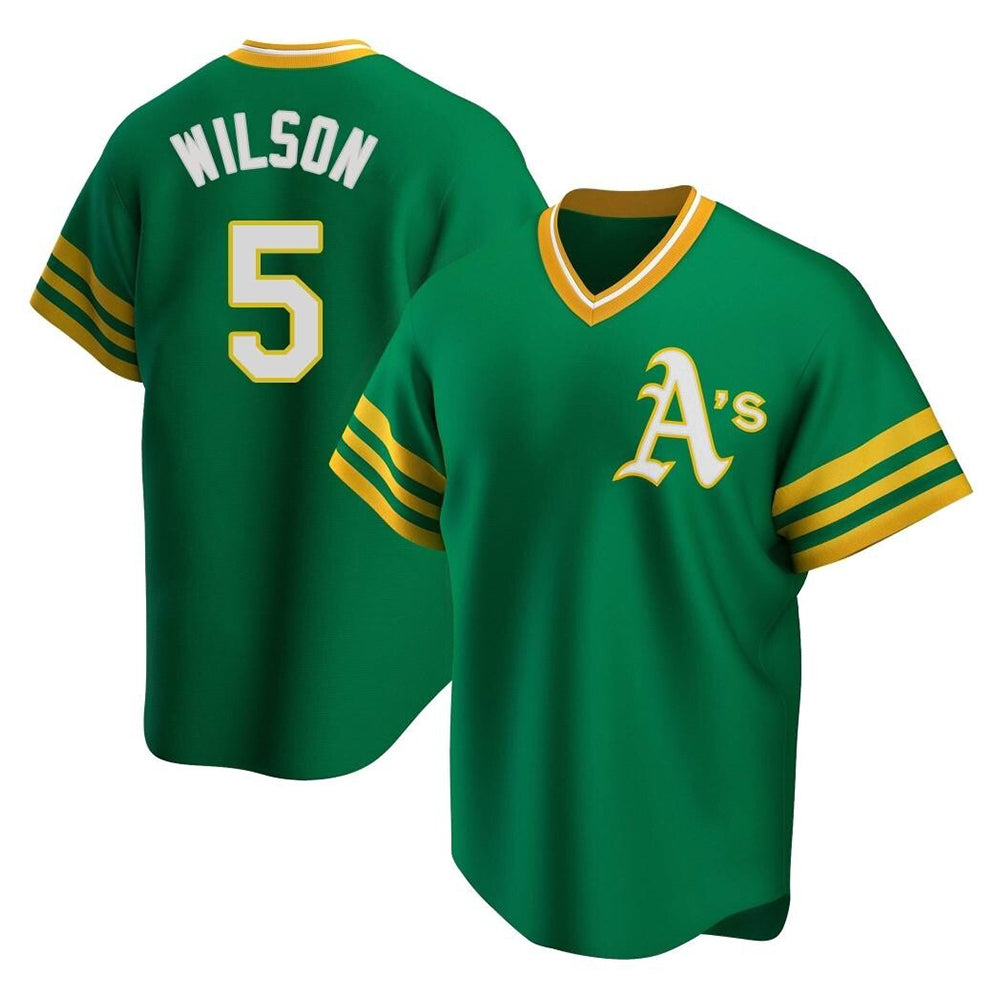 Punc Athletics #5 Jacob Wilson Green Replica Cooperstown Collection T shirt Stitched Jersey