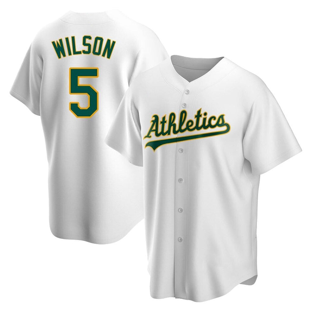 Punc Athletics #5 Jacob Wilson White Replica Home Stitched Jersey