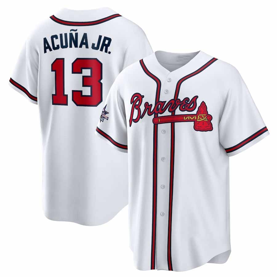 Punc A.Braves #13 Ronald Acuna Jr. 2025 All-Star Game Home Replica Player Jersey - White Stitched Personalized Jersey