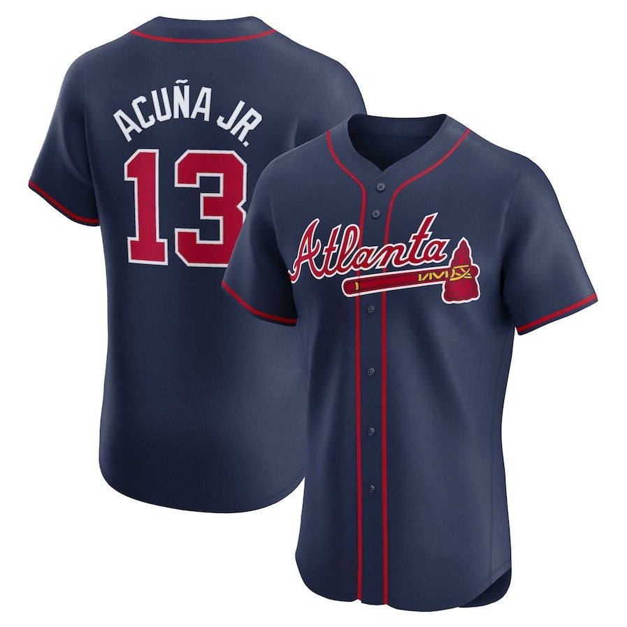 Punc A.Braves #13 Ronald Acuna Jr. Alternate Elite Player Jersey - Navy Personalized Jerseys